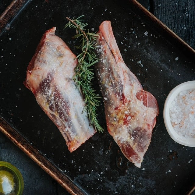 Lamb shanks, one cut in the lamb sampler